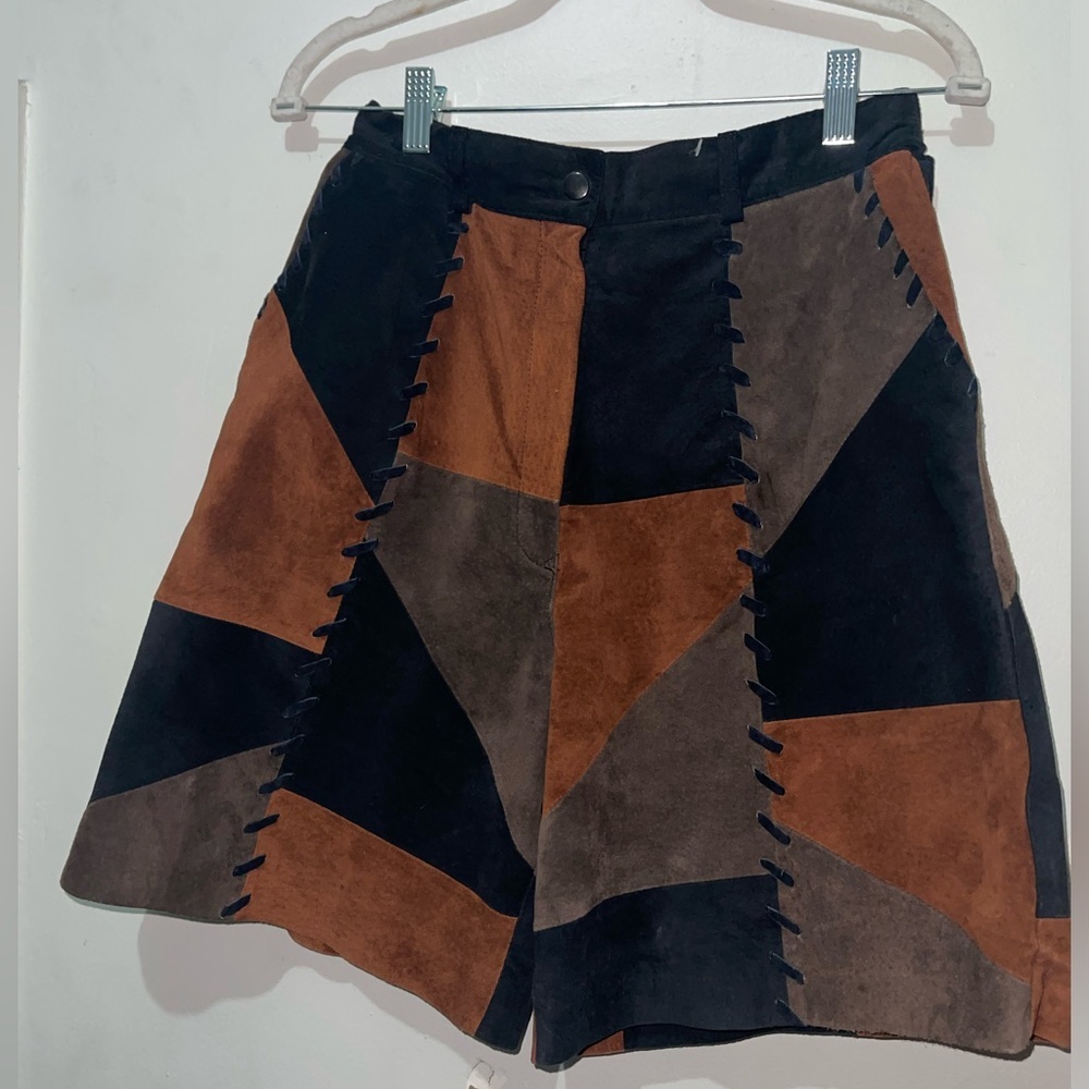 Vintage Leather Patchwork Shorts - image 2